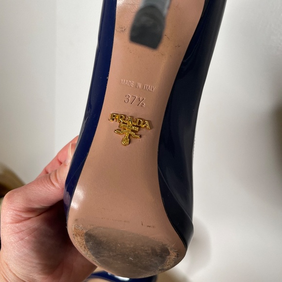 Blue Prada peep toe high-heels - Picture 5 of 12